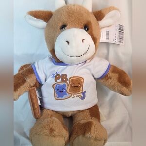 Retired BAB Chocolate Brown Spotted Milk Splatter Cow w/PB&J Shirt & Wrist Duo